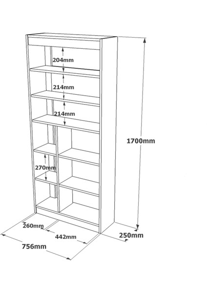 Robin Home Diego Kitaplık 170 cm Keçe Beton DG19 Kr