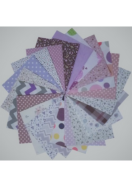 Peri Store 25 x 25 cm. 20 Parça Mor Pamuklu Parça Kumaş Kırkyama Hobi Dikiş Patchwork Elişi - Morlar Serisi