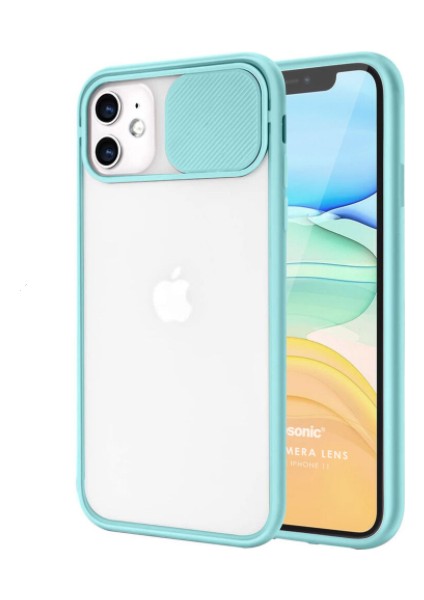 Apple iPhone 11 Sürgülü Kamera Korumalı Kılıf - Turkuaz