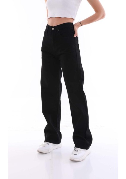Kadın Siyah Yüksek Bel Palazzo Jean fırsatları