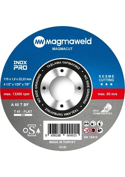 Magmacut Inox Pro Kesme Taşı Disk 115X1.0X22 mm 25 Adet