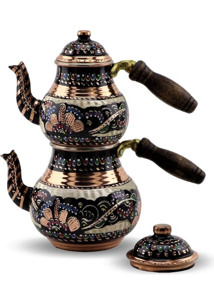 Gül Çiçek Küçük Bakır Çaydanlık 1,4 Lt