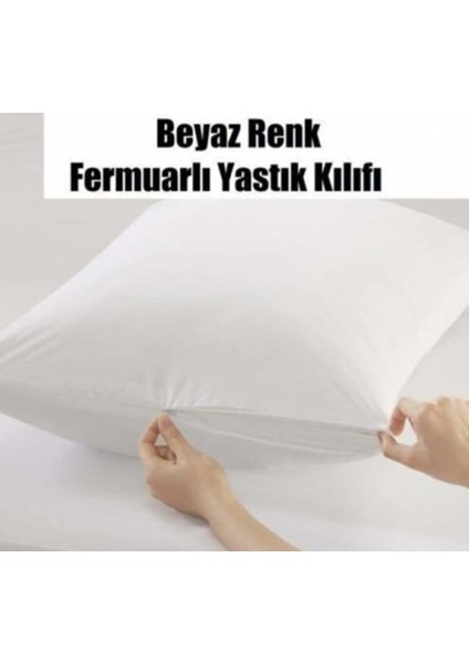Mandaş 10 Adet Yastık Astarı Kılıfı Pamuklu Beyaz Fermuarlı
