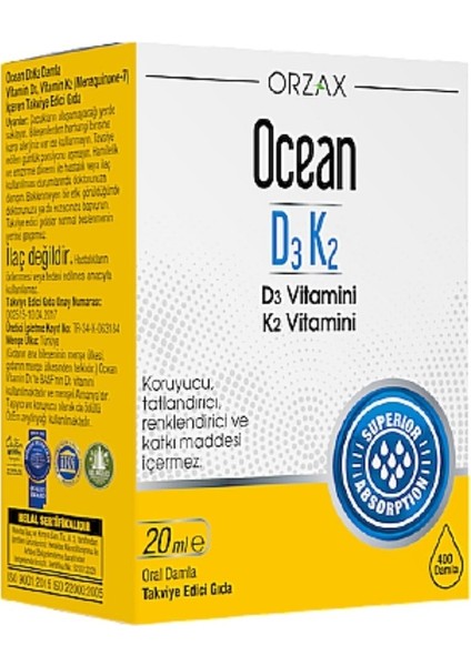 Ocean D3k2 Vitamin Damla 20 Ml