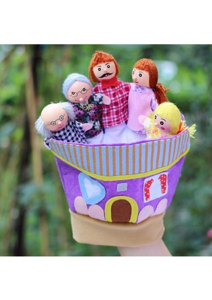 Peluş Aile El Parmak Kuklası Eğlenceli Eğitici Oyuncak Parmak Kukla Eldiven