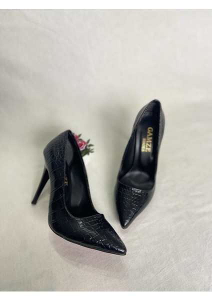 Siyah Kroka 10 cm Topuk