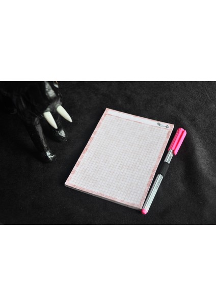 Çilek Kareli Kalemli Not Defteri Bloknot Memopad