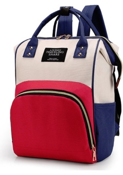 Büyük Kapasiteli Çok Fonksiyonlu Su Geçirmez Sırt Çantası - Kırmızı/bej/mavi (Yurt Dışından)