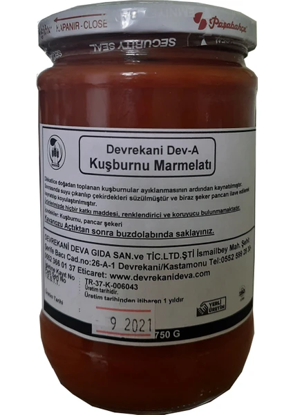 Devrekani Deva Gıda Ev Yapımı Doğal Kuşburnu Marmelatı 750 gr