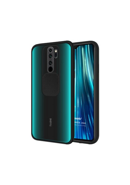 Xiaomi Redmi Note 8 Pro Sürgülü Kamera Korumalı Kılıf - Siyah