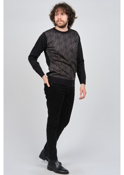 Erkek Çizgili Desenli Bisiklet Yaka Kazak 1579330 Lacivert modelleri