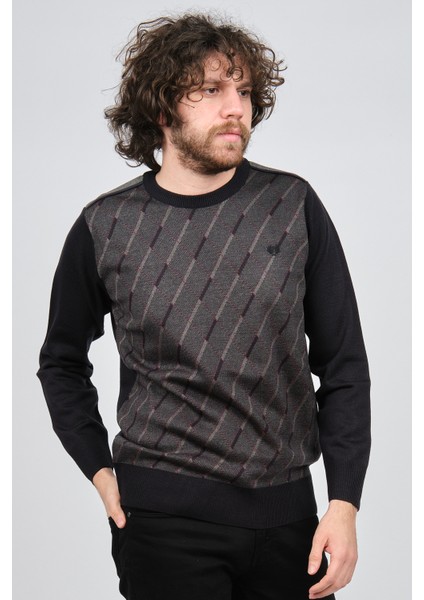 Erkek Çizgili Desenli Bisiklet Yaka Kazak 1579330 Lacivert fırsatları