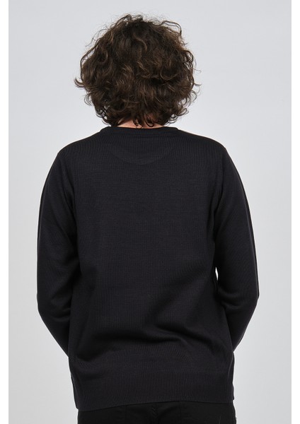 Erkek Çizgili Desenli Bisiklet Yaka Kazak 1579330 Lacivert indirimleri