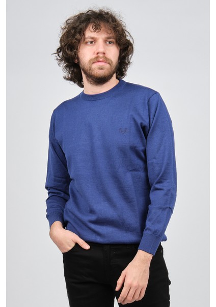 Erkek Bisiklet Yaka Yün Kazak 1572019 Saks modelleri