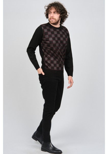 Erkek Desenli Bisiklet Yaka Kazak 1577328 Siyah fiyatları