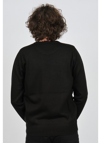 Erkek Desenli Bisiklet Yaka Kazak 1577328 Siyah indirimleri