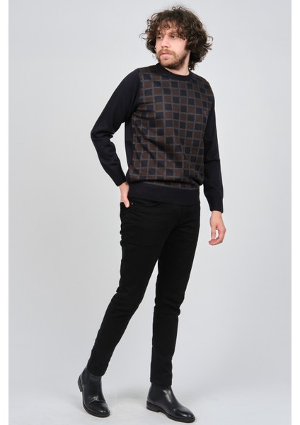 Erkek Desenli Bisiklet Yaka Kazak 1577328 Lacivert modelleri