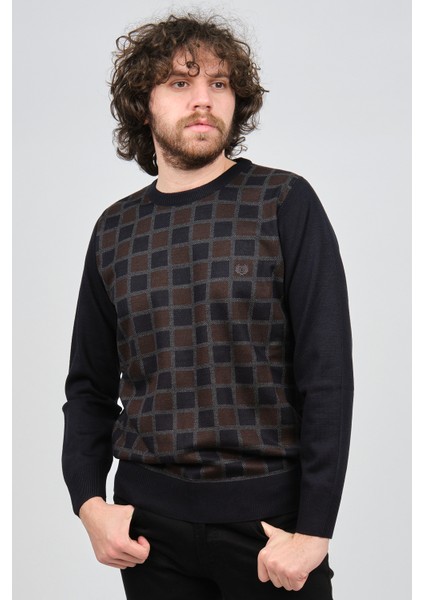 Erkek Desenli Bisiklet Yaka Kazak 1577328 Lacivert fırsatları