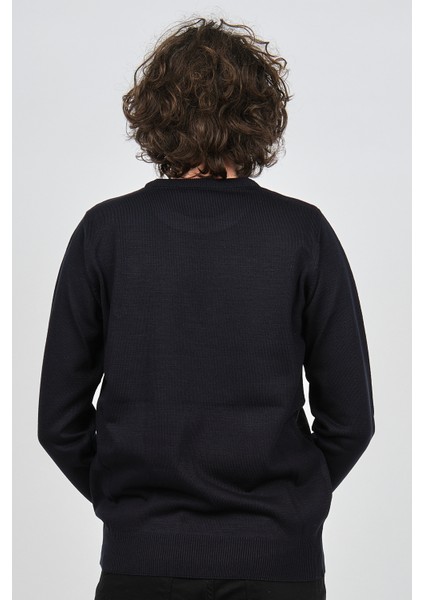 Erkek Desenli Bisiklet Yaka Kazak 1577328 Lacivert indirimleri