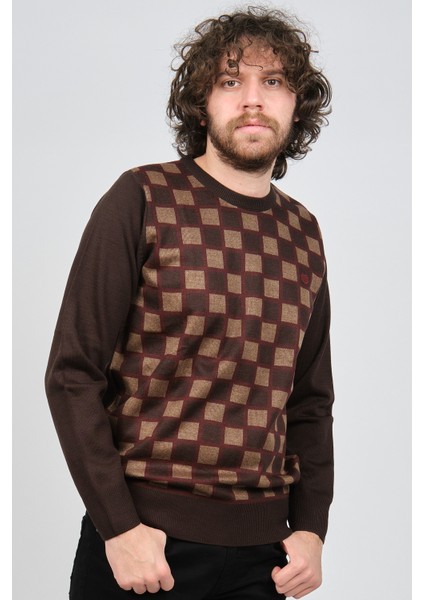 Erkek Desenli Bisiklet Yaka Kazak 1577328 Kahverengi fırsatları