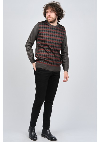 Erkek Desenli Bisiklet Yaka Kazak 1577309 Gri fiyatları