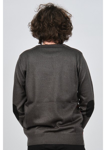 Erkek Desenli Bisiklet Yaka Kazak 1577309 Gri indirimleri