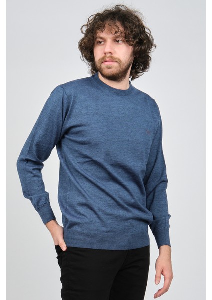 Erkek Bisiklet Yaka Yün Kazak 1572019 Indigo modelleri