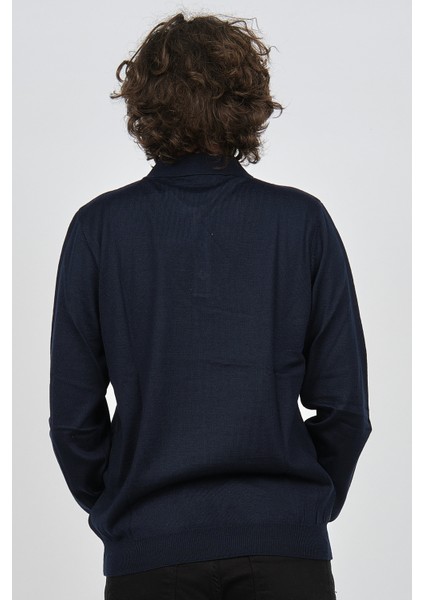 Erkek Desenli Polo Yaka Yün Kazak 1572001 Lacivert indirimleri