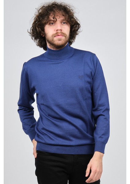 Erkek Yarım Balıkçı Yün Kazak 1572020 Saks