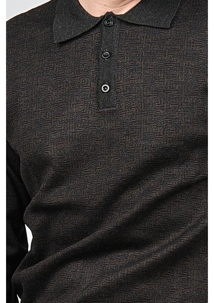 Erkek Desenli Polo Yaka Yün Kazak 1572001 Füme fırsatları