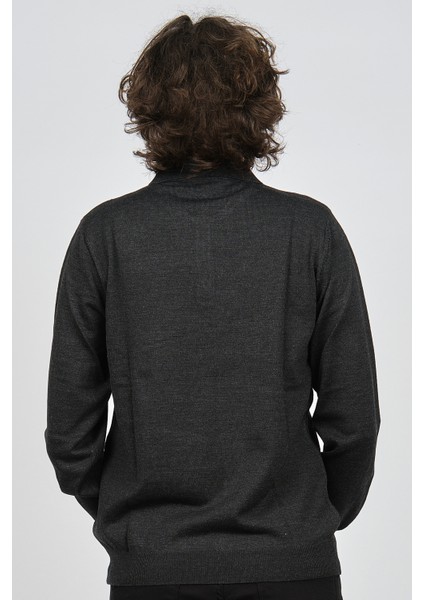 Erkek Desenli Polo Yaka Yün Kazak 1572001 Füme indirimleri