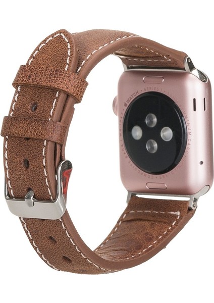 Apple Watch Uyumlu Deri Kordon 42-44-45MM Nm1-As2 Taba