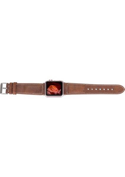 Apple Watch Uyumlu Deri Kordon 42-44-45MM Nm1-As2 Taba