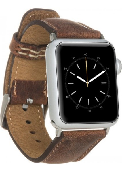 Apple Watch Uyumlu Deri Kordon 38-40-41MM G2 Kahverengi