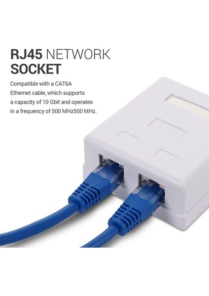 3C Store RJ45 Ağ Soketi - Ağ Kablosu Içın CAT6A Ethernet Lan Kablosu Bağlantı Noktalı Korumalı Yüzeye Monte Çıft Duvar Soketi (Yurt Dışından)