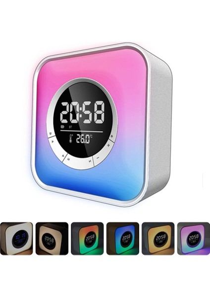 3C Store LED Bluetooth Çalar Renkli Saat Saat Rgb Ayarlanabilir Masa Gece Lambası Fm Radyo ile Ev Yatak Odası Içın Dijital Duvar Saati (Yurt Dışından)