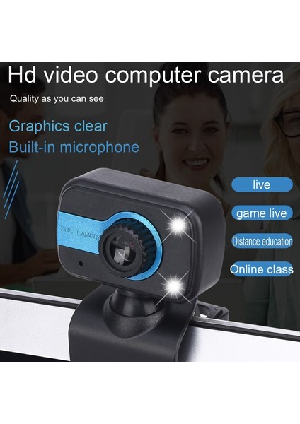 3C Store Hd USB Kamera Ücretsiz Sürücü Bilgisayar Dizüstü Video Kafası Dahili Gürültü Azaltma Mikrofonlu Gece Görüşlü LED Işık Web Kameraları (Yurt Dışından)