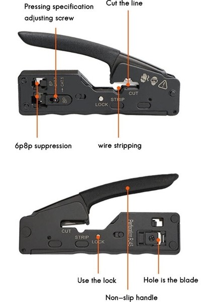 3C Store Ağ Kablosu Crimper RJ45 Sıkma Aracı Kesici Stripper Içın RJ45 Cat7 Cat6 Cat5 RJ11 RJ12 Konnektör Crimper Pense (Yurt Dışından)