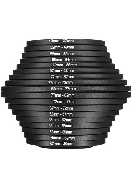 3C Store 18 Adet Lens Filtre Halkası Adaptörü Adım Yukarı Aşağı 37-82MM Canon Nikon Kamera Içın Set (Yurt Dışından)