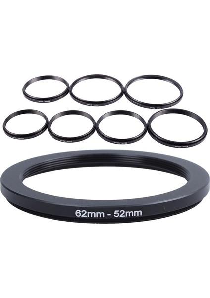 1x 62MM-52MM 62MM - 52MM Siyah Adım Aşağı Halka Adaptörü ve 7x Filtre Adaptörü Kamera Lens Filtresi Adım Aşağı Halka Adaptörü (Yurt Dışından)