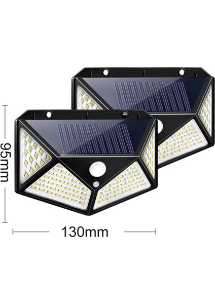 2'li 100 LED Güneş Işığı Hareket Sensörlü Dış Mekan Solar Lamba (Yurt Dışından)
