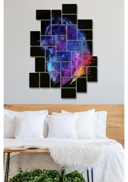 30 Parça Ahşap Tablo Seti Duvar Dekoru Kurt Puzzle Salon Oturma Yatak Odası Için 75 x 60 cm Yapboz