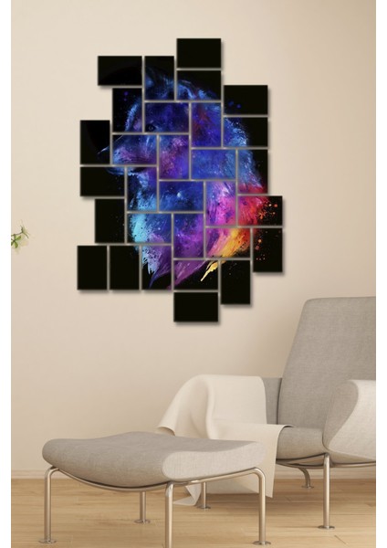 30 Parça Ahşap Tablo Seti Duvar Dekoru Kurt Puzzle Salon Oturma Yatak Odası Için 75 x 60 cm Yapboz