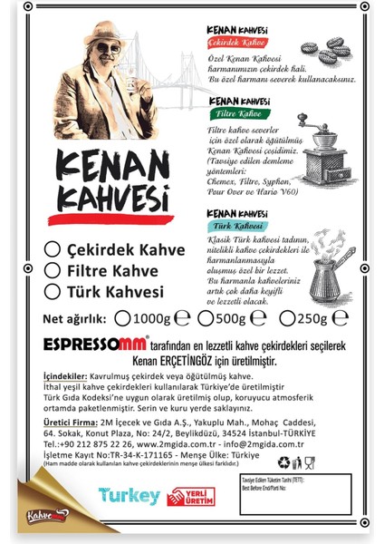 Kenan Kahvesi Çekirdek Kahve (250 Gr)