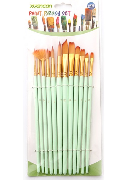 12 Adet Boya Fırçaları Set Kiti Naylon Saçlar ile Çoklu(Yurt Dışından)