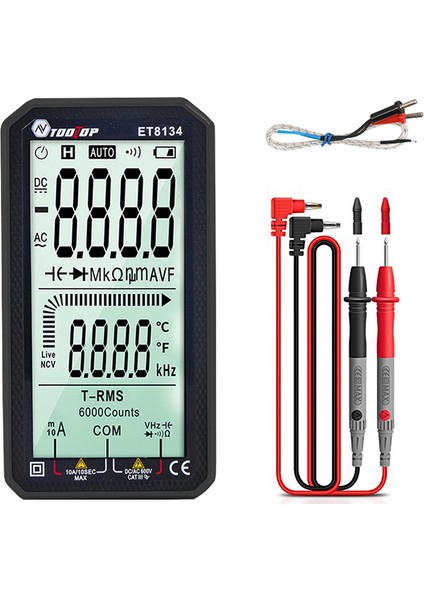 ET8134 Taşınabilir 4.7 Inç LCD Ekran Multimetre - Siyah (Yurt Dışından)