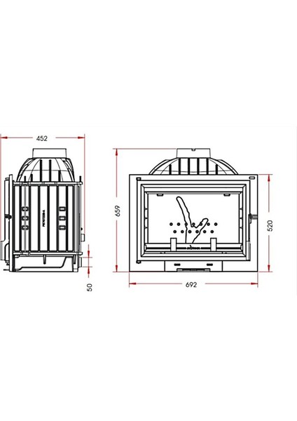 700 Philos Şömine Haznesi (14 Kw), Döküm Hazne , 70 'lik Ithal Fransız fiyatları