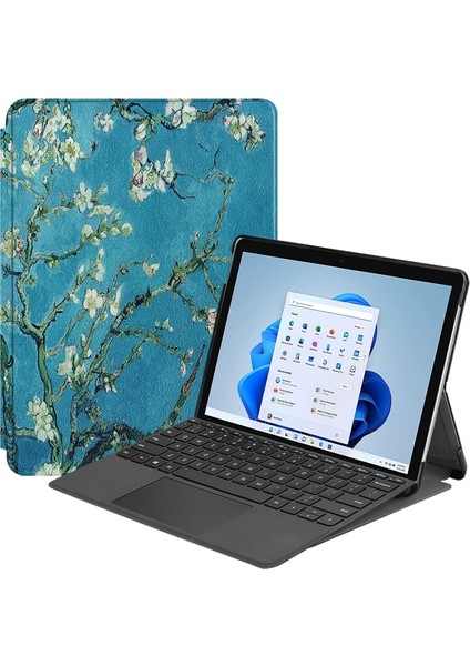 Microsoft Surface Pro 8 Için Boyalı Tablet Deri Kılıfı Sarı