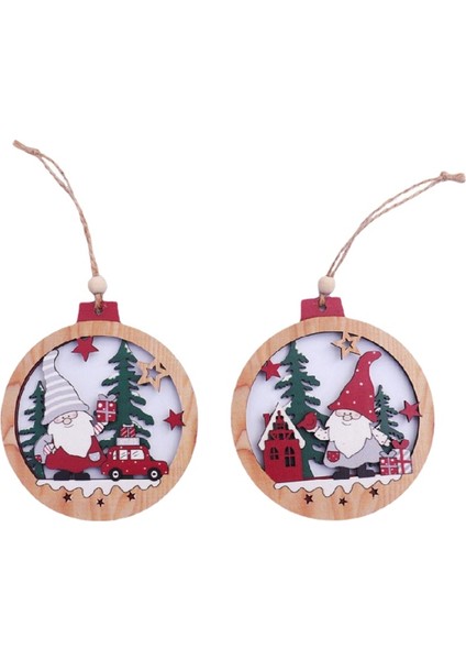 2'li Yeni Yıl Noel Woodden Kolye Noel Süslemeleri (Yurt Dışından)