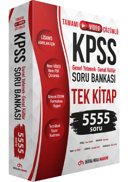 Dijital Hoca Akademi 2022 KPSS Genel Yetenek Genel Kültür Tamamı Çözümlü 5555 Soru Bankası Tek Kitap